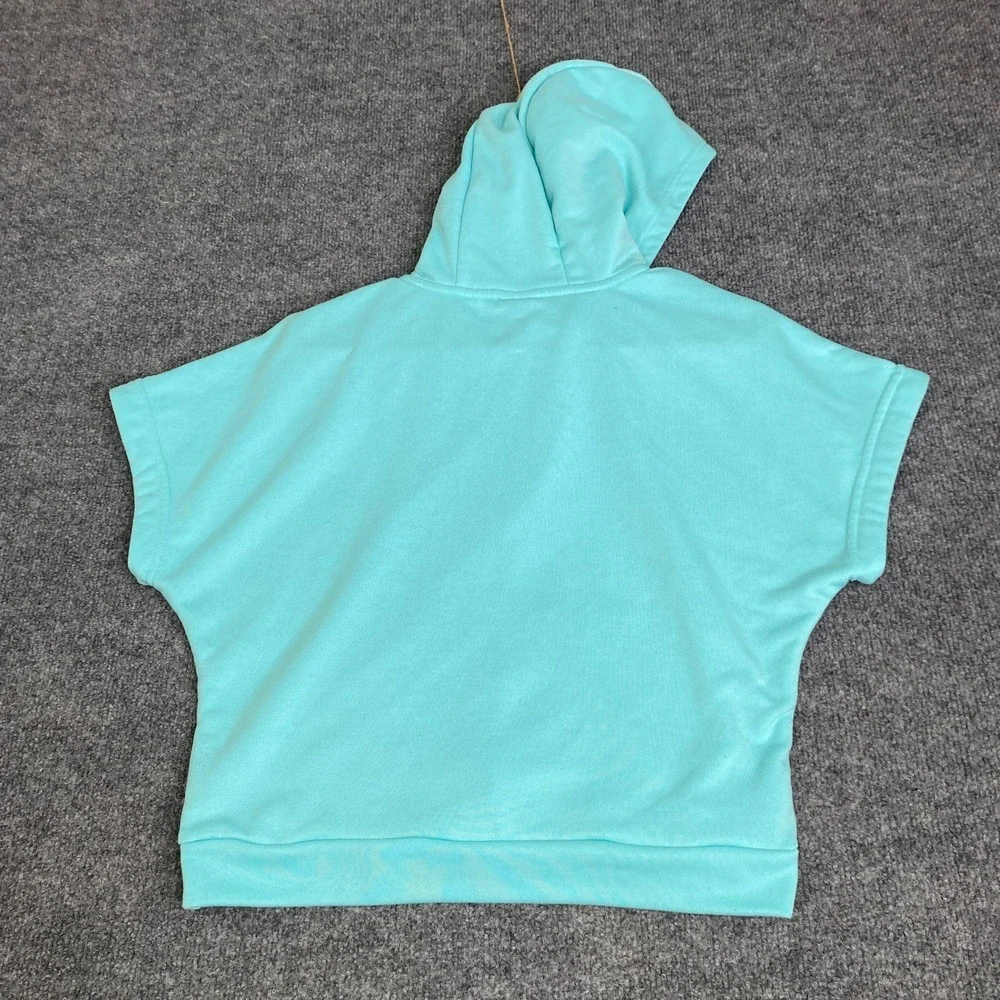 Nike Dri-FIT Girls Full Zip Short Sleeve Hoodie Aqua Blue 859966-446 Large